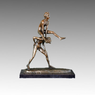 Kinder Statue Springen Junge Bronze Skulptur, Otto TPE-433 (B)